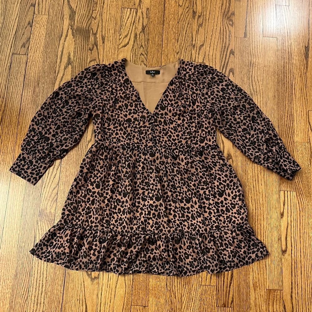 Lulu's Leopard Print Long Sleeve Mini Dress